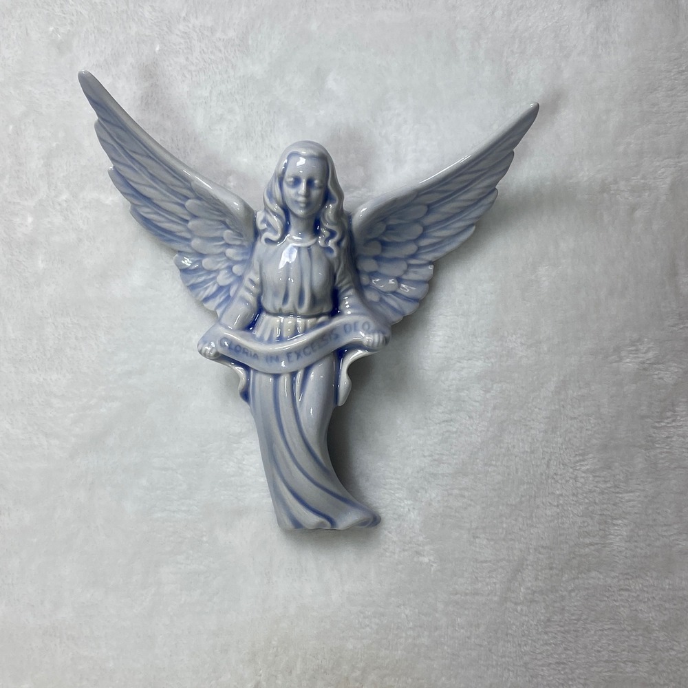 VTG Holland Mold Light‎ Blue Ceramic Angel Religious Decor Christmas *See Read*